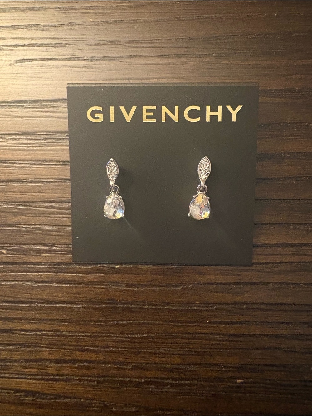 NEW Givenchy Silver Teardrop Dangle Earrings